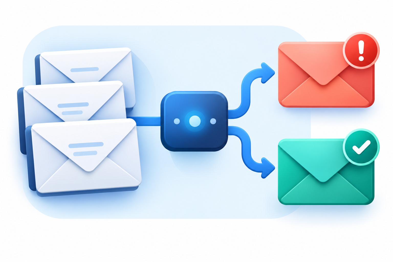 Illustration of emails being classified as spam or legitimate